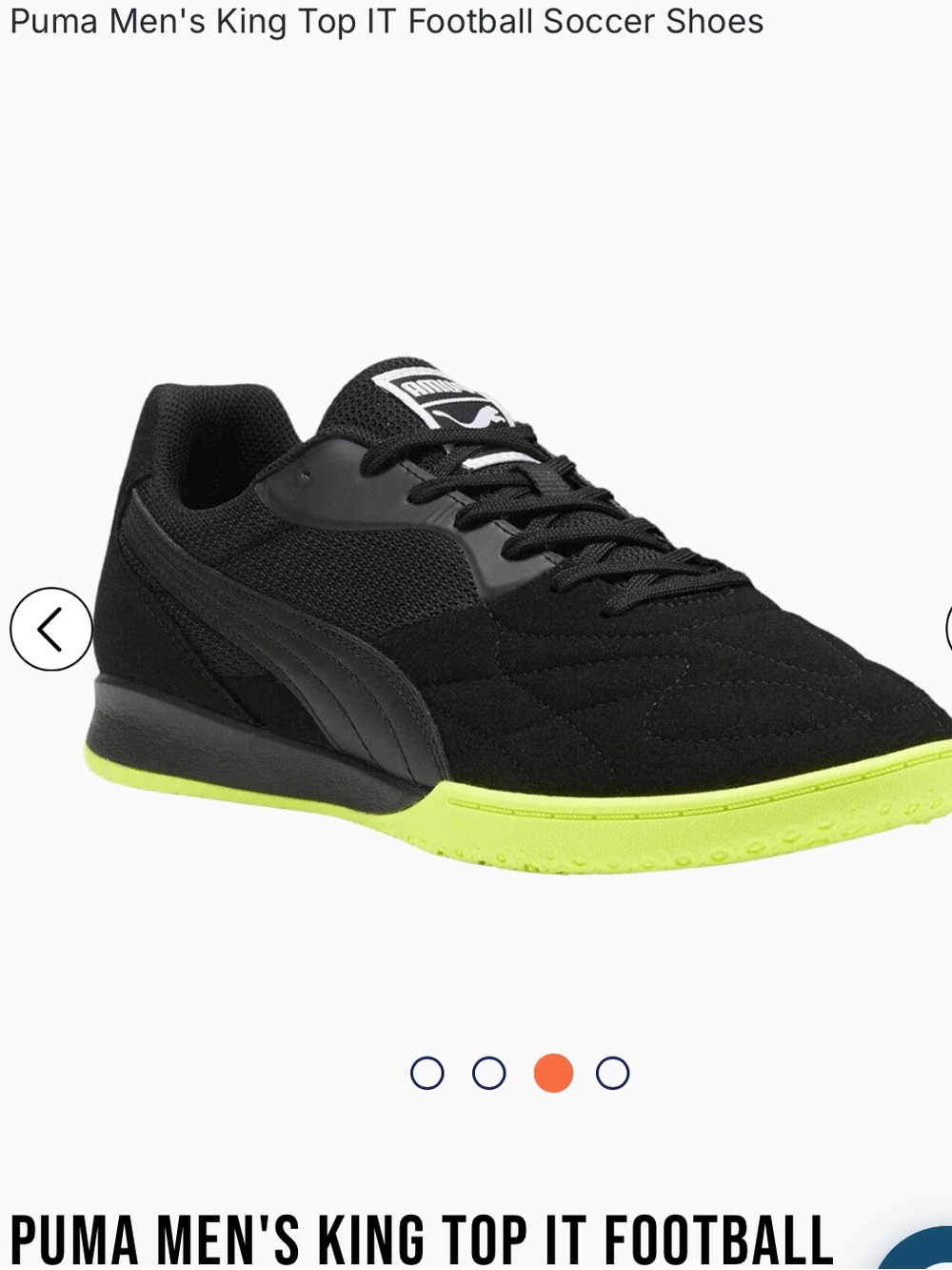 Puma Men's King Top Indoor Soccer Shoes - Black/Neon Yellow